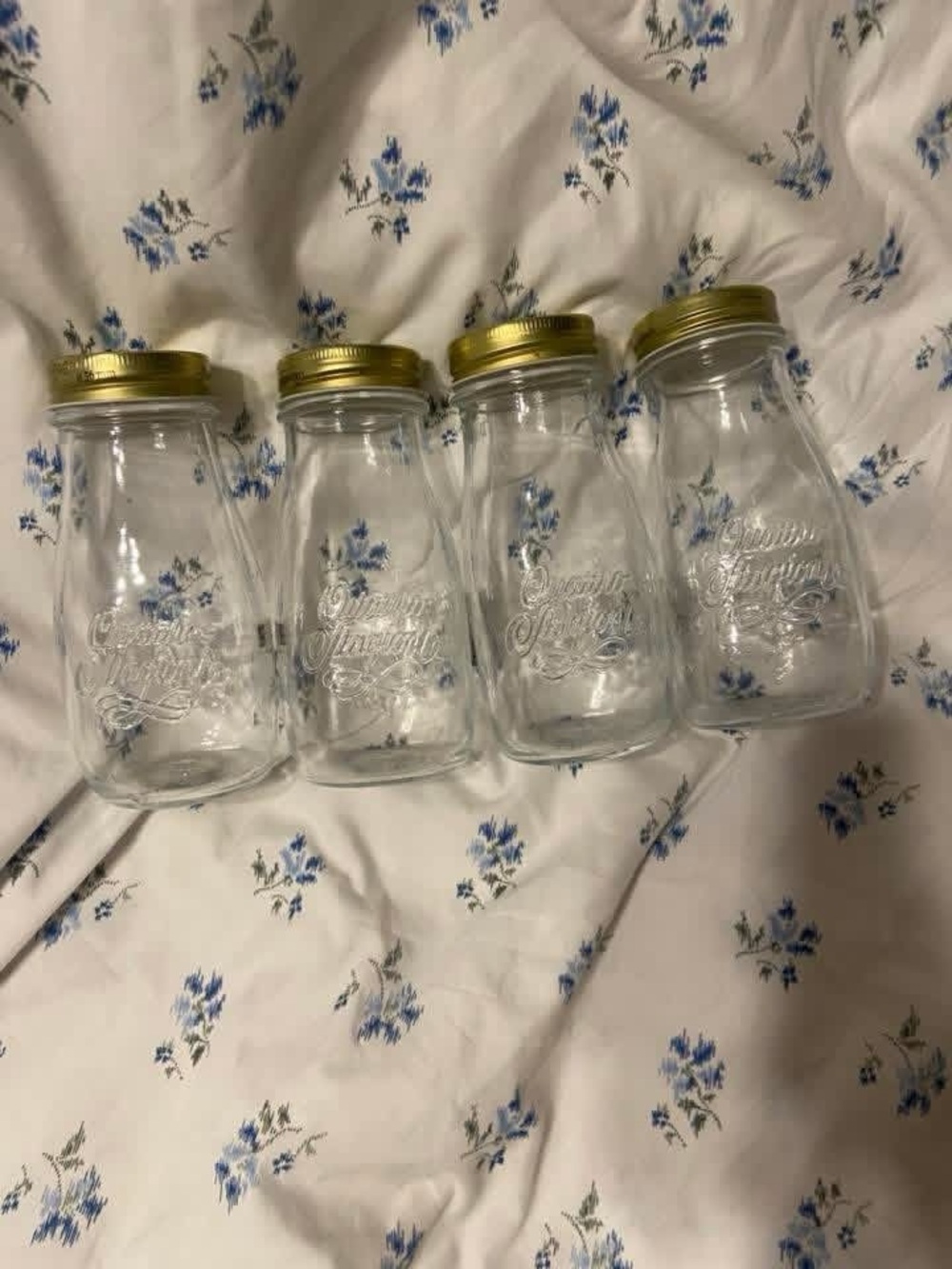 Gold Lid Glass Storage Jars - Set of 4